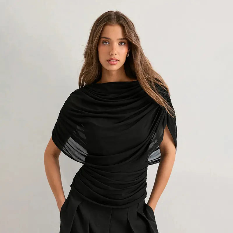 Scarfed Collar with chic Sleeveless Slim Fit Top Shopify