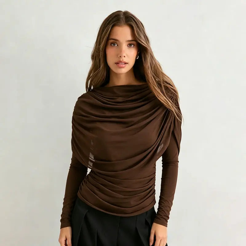 Scarfed Collar with chic Sleeveless Slim Fit Top Shopify