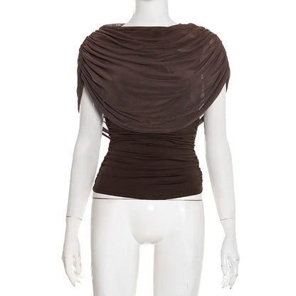 Scarfed Collar with chic Sleeveless Slim Fit Top Shopify