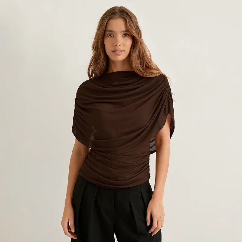 Scarfed Collar with chic Sleeveless Slim Fit Top Shopify