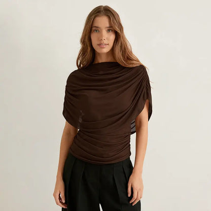 Scarfed Collar with chic Sleeveless Slim Fit Top Shopify