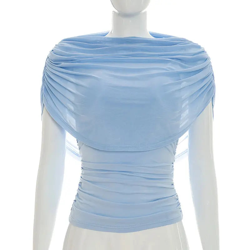 Scarfed Collar with chic Sleeveless Slim Fit Top Shopify
