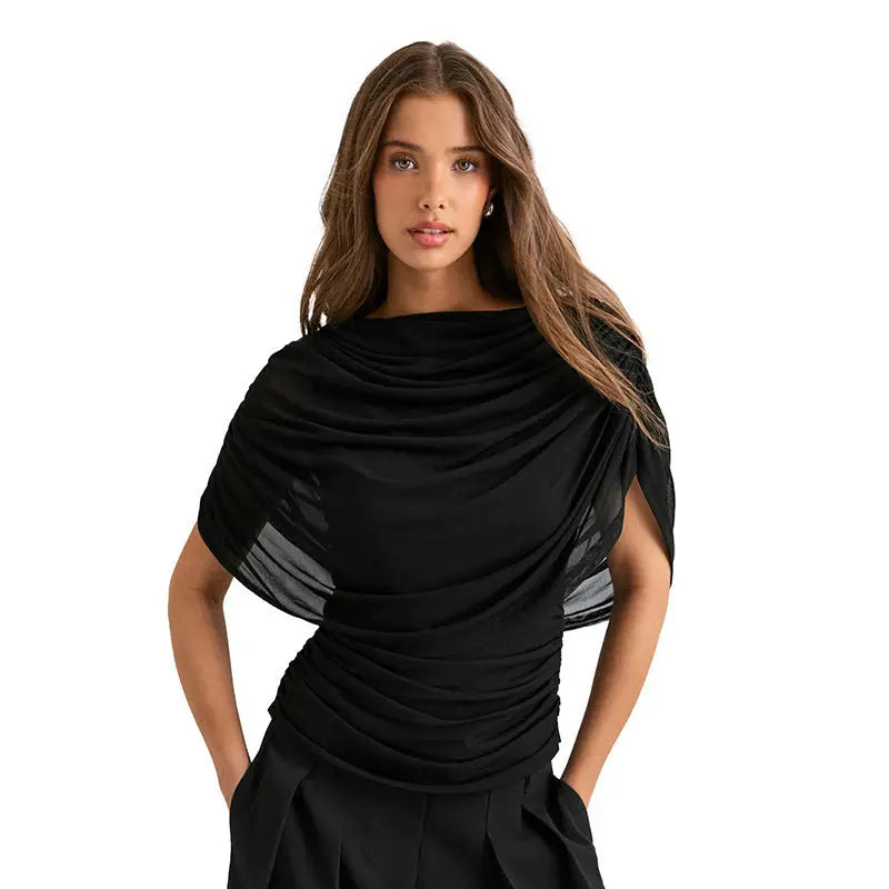 Scarfed Collar with chic Sleeveless Slim Fit Top Shopify