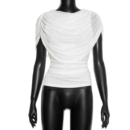 Scarfed Collar with chic Sleeveless Slim Fit Top Shopify