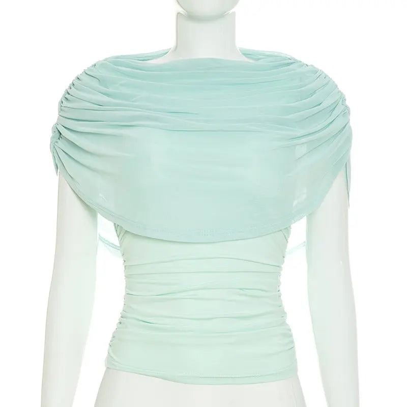 Scarfed Collar with chic Sleeveless Slim Fit Top Shopify